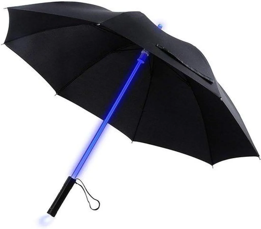 Parasol LED pour balcon et terrasse avec mât lumineux Noir Compact