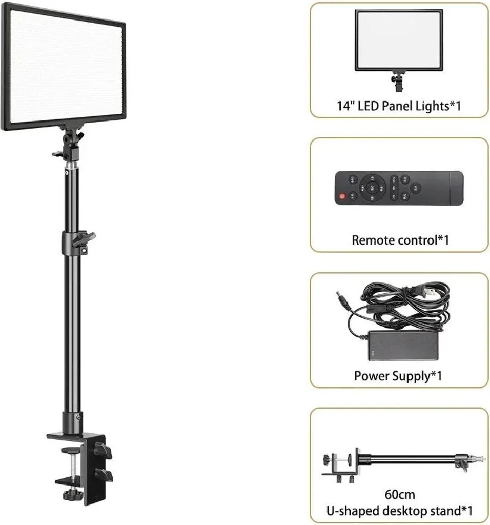 Lampe vidéo LED pour streaming et visioconférence avec pied 68cm
