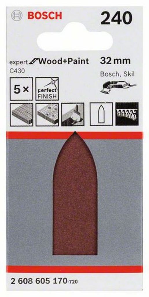 5-częściowy zestaw arkuszy szlifierskich 32 mm, 240 Zdjęcie produktu 