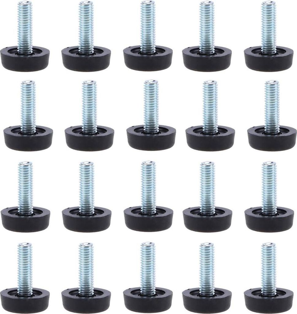 Set mit 20 Möbel-Nivellierfüßen - M8 x 24 mm, verstellbare Tischbeinschützer mit Gewindestange, aufschraubbarer Möbel-Nivellierfuß
