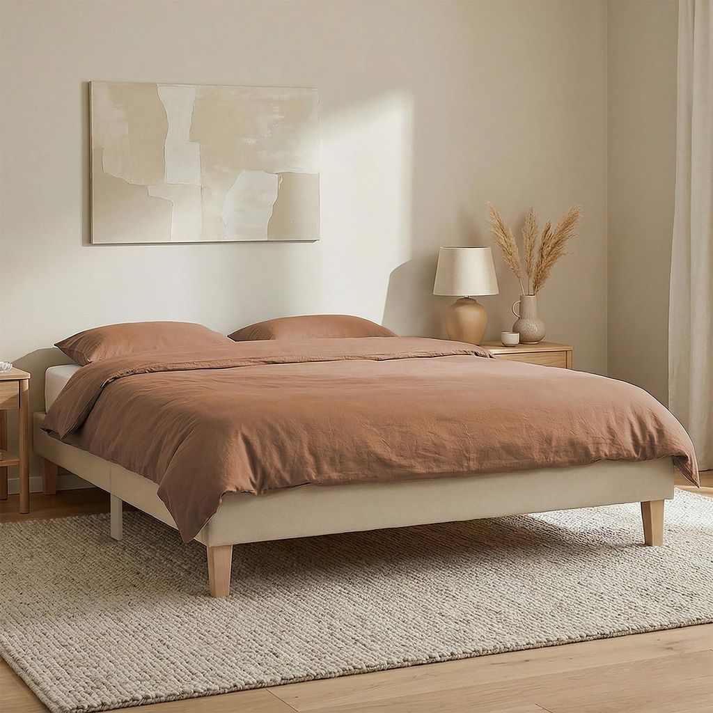 Homestyle4u Polsterbett 140x200 mit Lattenrost Beige Produktbild 