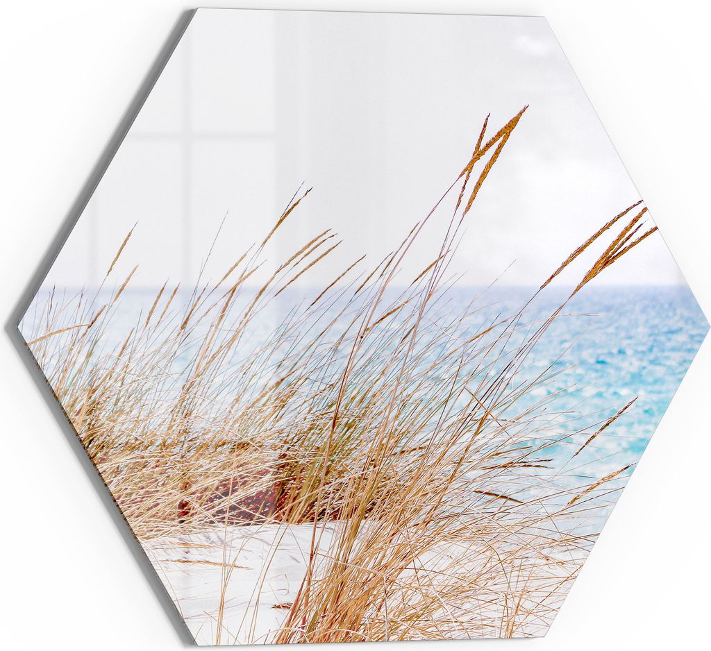 DEQOART Magnettafel Glas 40x35 cm 6-eckig 'Stille Meeresbrise' beschreibbar Whiteboard Küche