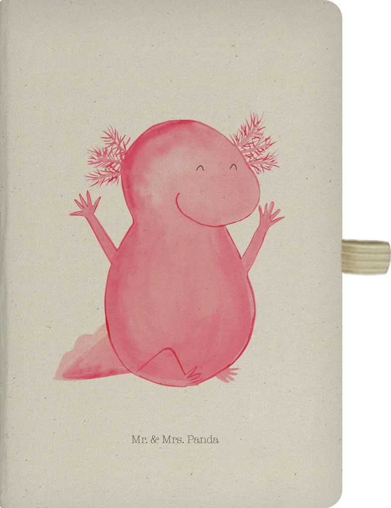 Mr. & Mrs. Panda Skizzenbuch Axolotl Hurra - Transparent - Geschenk, Spaß, notizbuch, Reisetagebuch, Lurch, Adressbuch, Journal, din a5, Freude