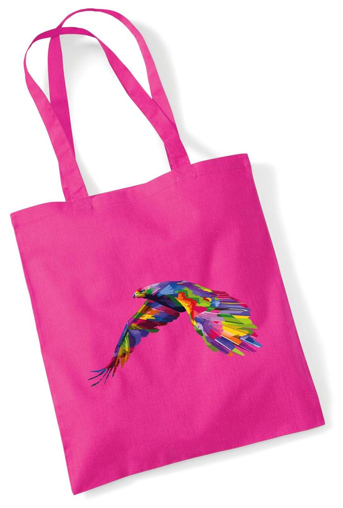 Huuraa Jutebeutel Adler Colorful 10 Liter Fuchsia Baumwolle Tasche Geschenkidee