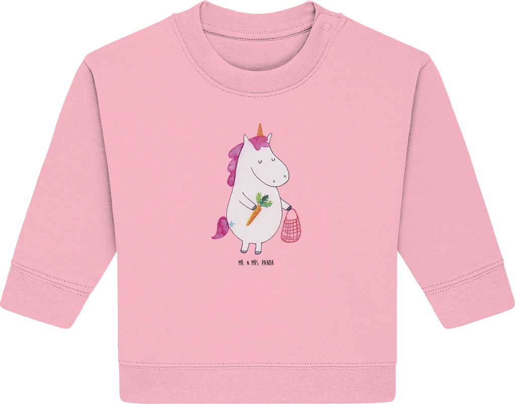Mr. & Mrs. Panda Organic Baby Pullover Einhorn Vegan 6. - 12. Monat - Baumwolle Pink - Geschenk, Gesund essen, Leben, Rohkost, Veganer, Unicorn, Ve...