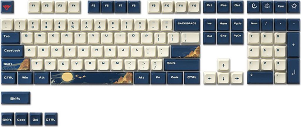 iBlancod 113-Tasten-PBT-Tastenkappe, KDA-Höhe, fünfseitige Farbsublimation, geeignet für mechanische Tastaturen mit 61/87/104/108 Tasten