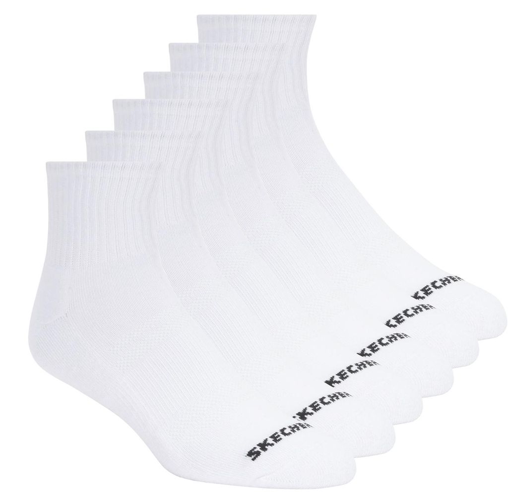 Skechers uni sokken, 6-pack, enkellengte, wit, maat: L Productafbeelding 