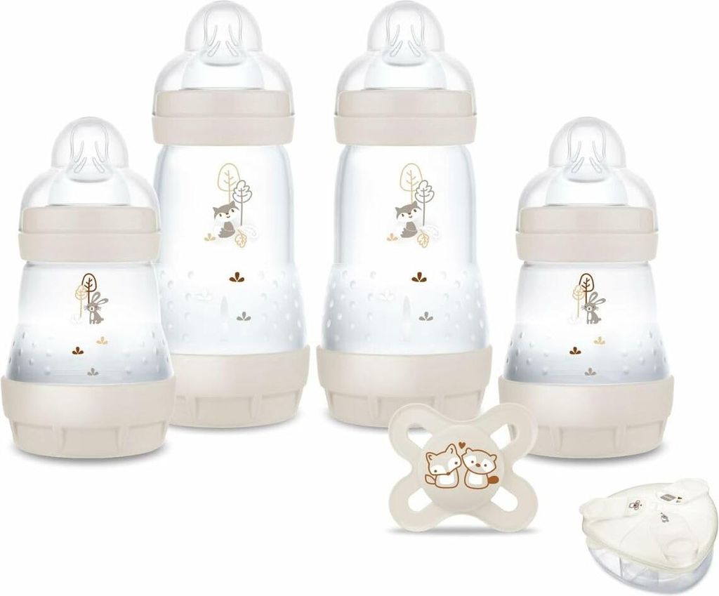 MAM - Mein Geburtsset (6 Produkte) Sand – 4 Easy Start Anti-Colic Flaschen + 1 Schnuller zur Geburt + 1 Dosierdose gratis – ideales Geschenk zu...