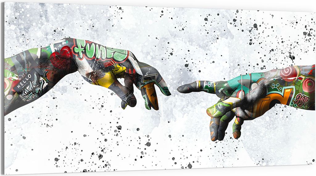 DEQOART Glasbild Acryl 100x50 cm 'Berührung der Kunst' Wandbild Bild modern Deko