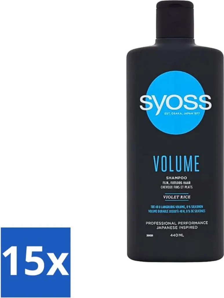 Shampooing Volumateur Syoss Volume 440 ml en Lot de 15 Flacons Économie