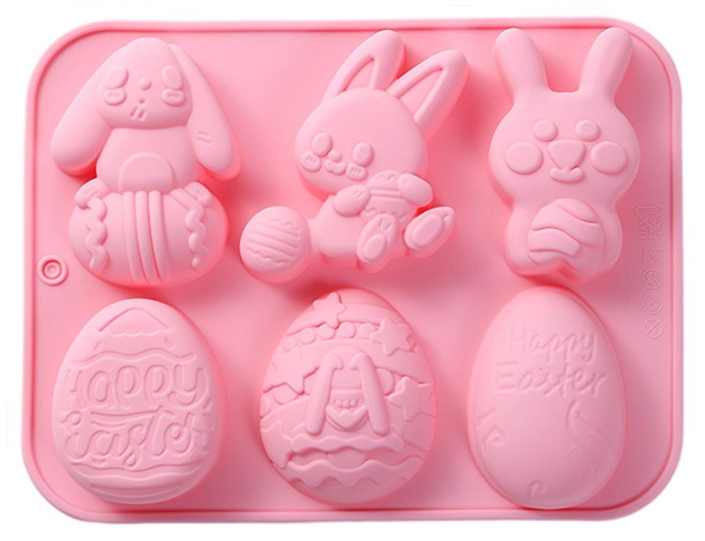 Oster-Schokoladenform, antihaftbeschichtet, Silikonform in Osterhasenform, zum Backen von Pralinen, Süßigkeiten und Cupcakes