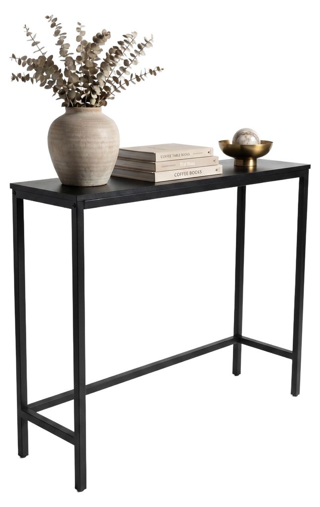 IvoQ Sidetable Schwarz Industrie - Schmaler Konsolentisch - Konsolentisch mit Metallrahmen - 75 x 24 x 75 cm