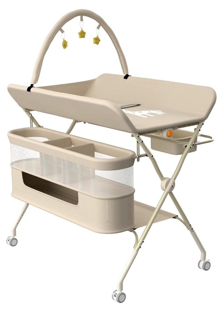 Wickeltisch, klappbar und tragbar, mobiler Babypflegetisch, Traglast 25 kg, höhenverstellbar, zusammenklappbar, Wickeltisch für den Windelwechsel