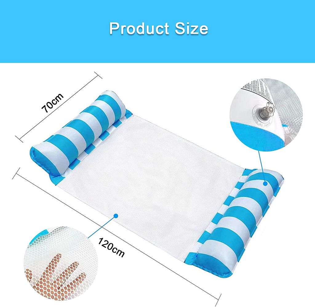 Aufblasbare Wasserhängematte Für Pool & Strand – Mit Netz-Liegefläche, 160x90 Cm, Transparent-blau, Aus PVC & Nylon