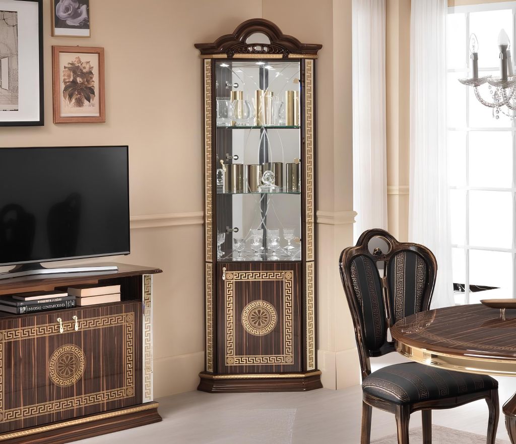 Eckvitrine Schrank Eckschrank Schränke Möbel Glasschrank Design Möbel Regale Neu