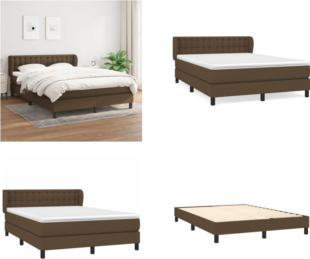 vidaXL Boxspringbett mit Matratze Dunkelbraun 140x200 cm Stoff - Boxspringbett - Boxspringbetten - Bett - Schlafzimmermöbel