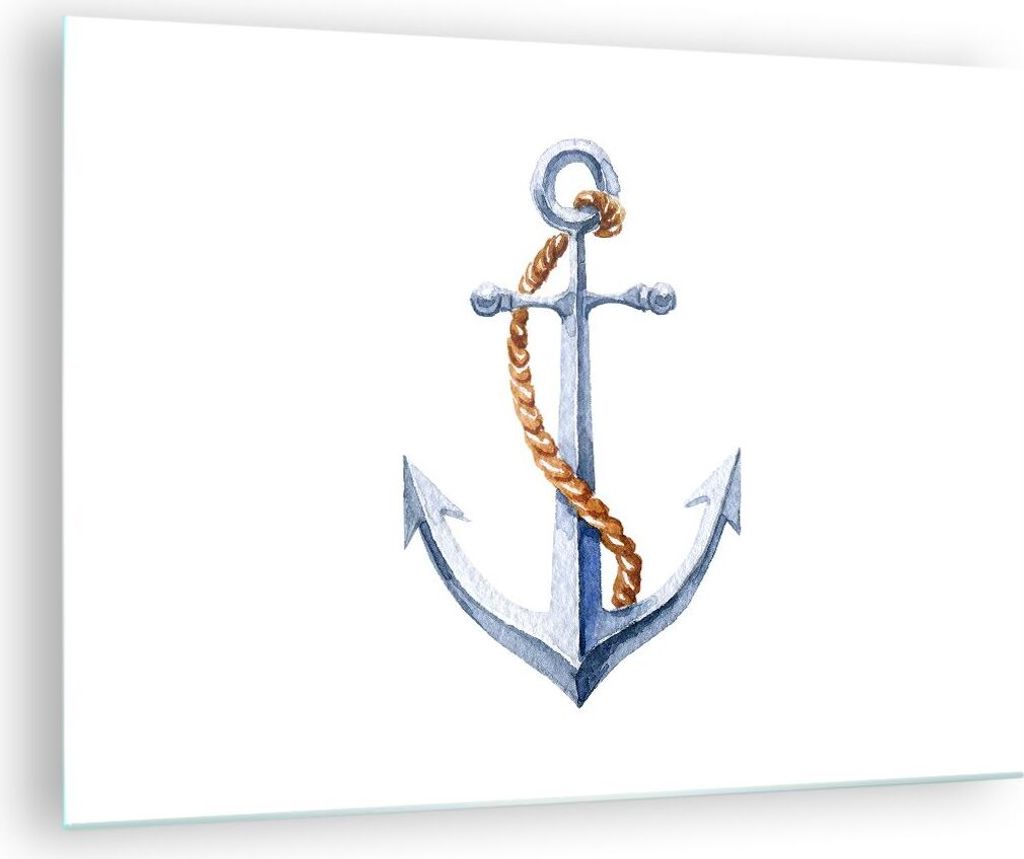 Bilder auf glas - Anker Seil Segeln Meer - 70x50cm - Glasbilder - Wandbilder - Kunstdruck - zum Aufhängen bereit - Wanddekoration aus Glas - Glas ...