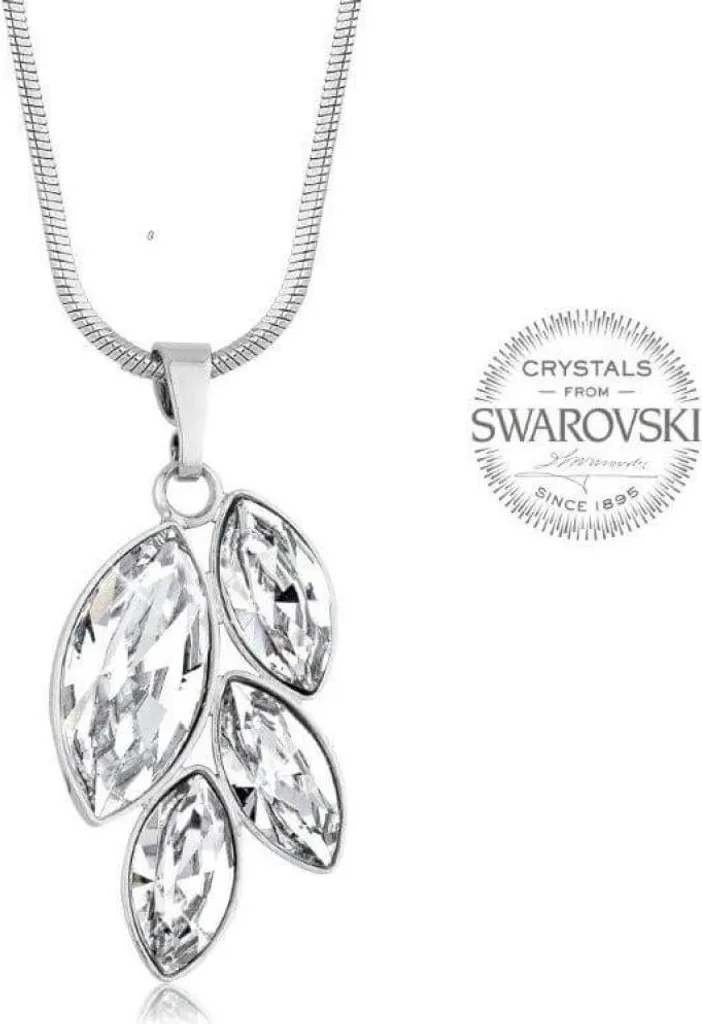 Collier avec quatre cristaux Navette clairs - Bijou raffiné en argent