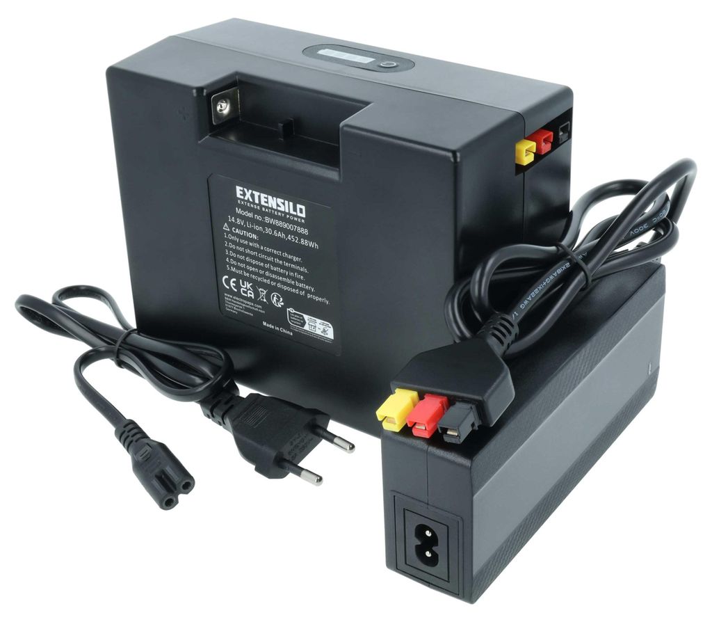 EXTENSILO Akku kompatibel mit Hill Billy Elektro-Trolley Caddy (30,6 Ah, 14,8 V, Li-Ion, inkl. Ladegerät)
