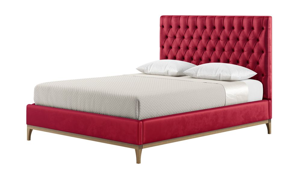 Schlaffabrik Polsterbett MARLON mit gestepptem Kopfteil (Velluto 7 & Wax Black)