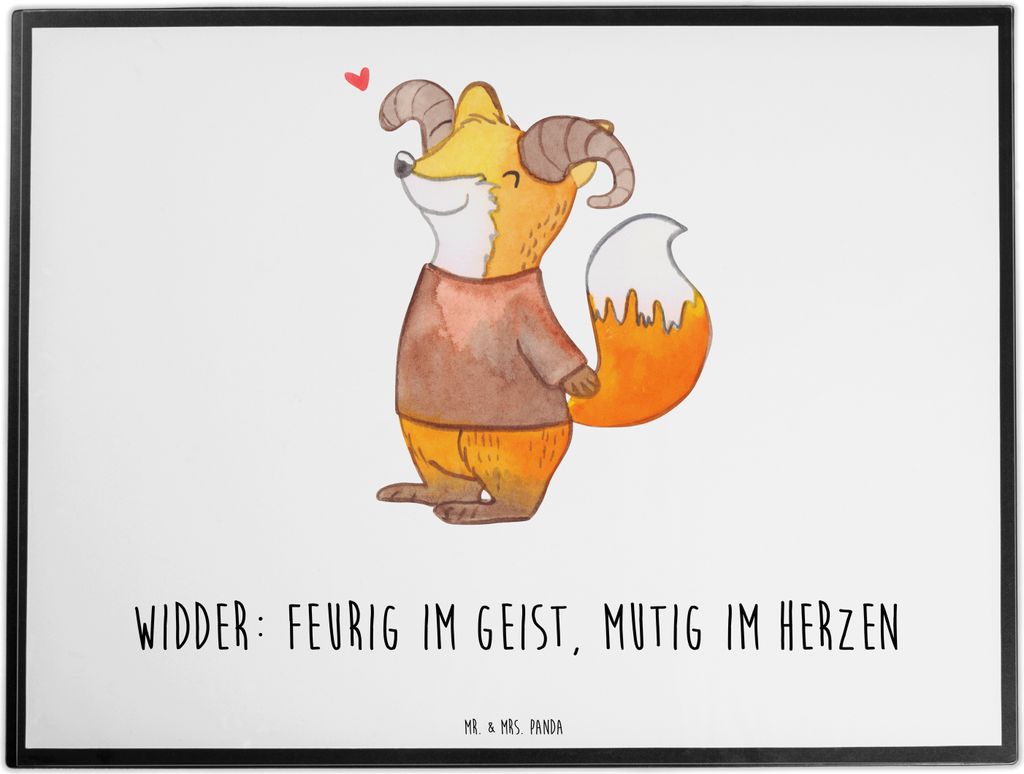 Mr. & Mrs. Panda Schreibunterlage Widder Astologie - Weiß - Geschenk, schreibtischunterlage, schreibtischunterlagen, Sternzeichen, Geburtstagsgesc...