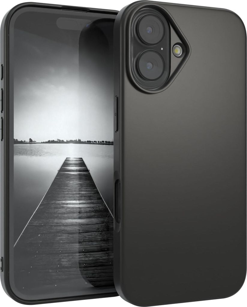 EAZY CASE Handyhülle Silikon für Apple iPhone 17 Solid Black hoher Rand für Bildschirm & Kamera, Flexibles Silikon, extra dünn und leicht