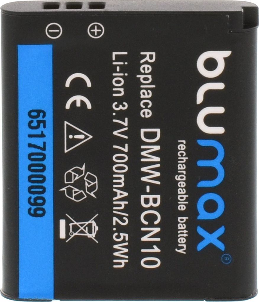 Blumax Akku | für Panasonic DMW-BCN10 Digitalkamera | Kapazität 700mAh |Spannung 3,7Volt | Video- und Kamerazubehör
