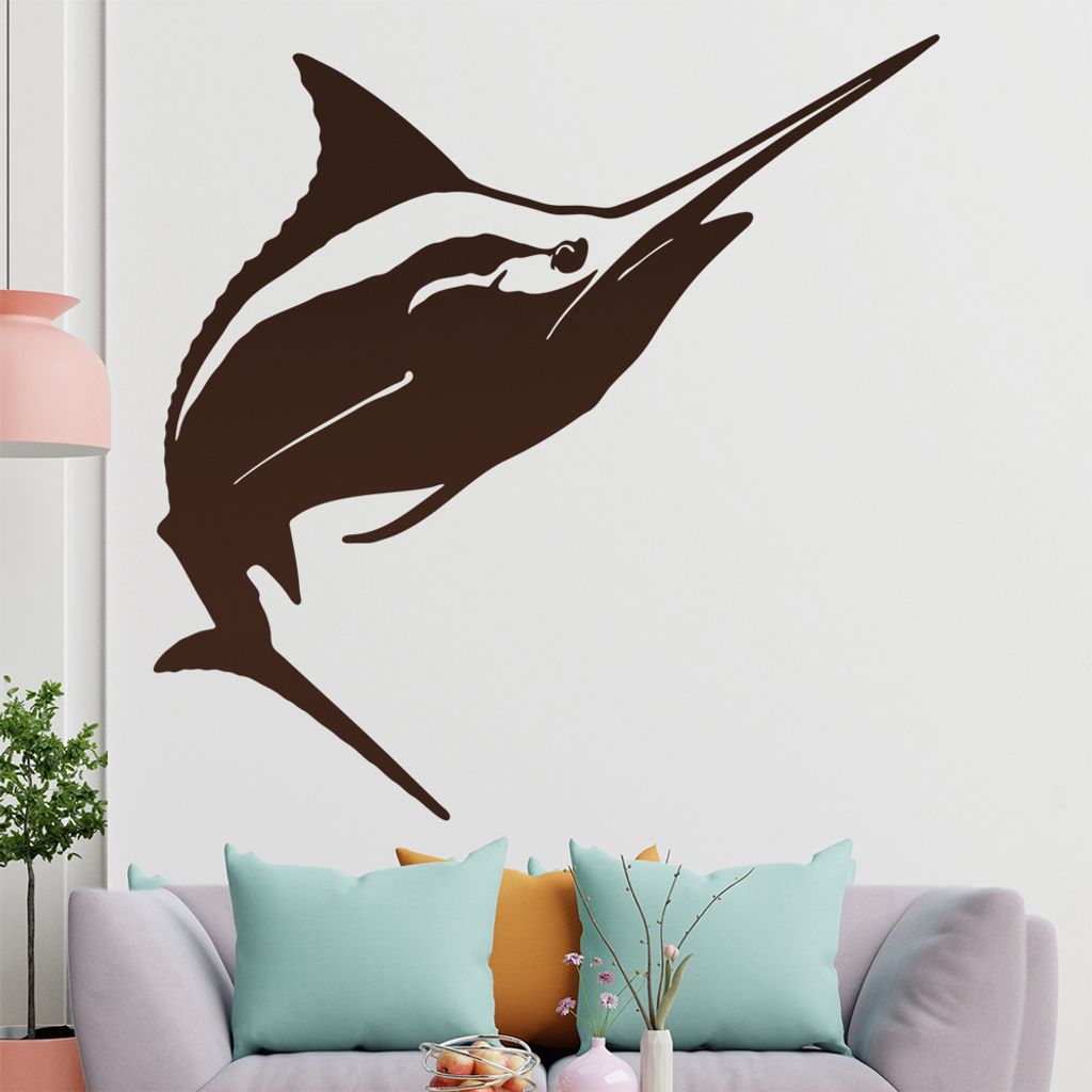 KIWISTAR Schwertfisch - Spitz Schwert Meer Wandtattoo in 6 Größen - Wandaufkleber Wall Sticker - Dekoration, Küche, Wohnzimmer, Schlafzimmer, Ba...