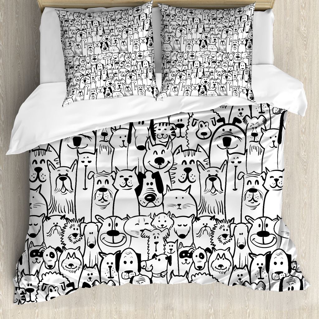 ABAKUHAUS Haustier Bettbezug, Hunde und Katzen-Zusammensetzung, Milbensicher Allergiker geeignet mit Kissenbezügen, 155 cm x 220 cm - 80 x 80 cm, ...