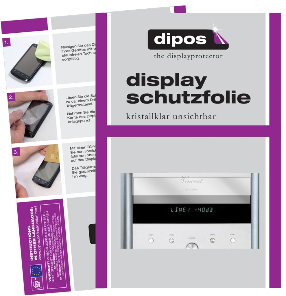 5x Schutzfolie für Vincent SV-238 MK klar Displayschutzfolie Folie Display Schutz dipos