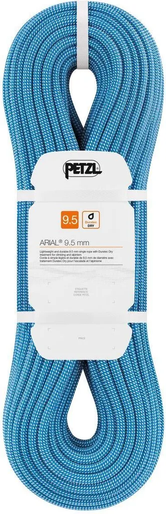 Corde Petzl Arial 9,5 mm traitée Duratec Dry 60m Bleu ultra résistante