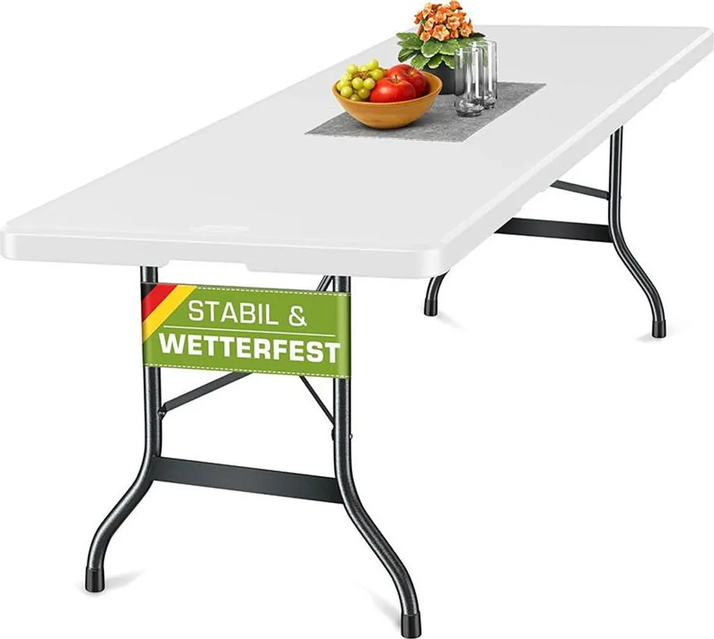 Table pliante 180x75 cm blanche : gain de place et transport facile