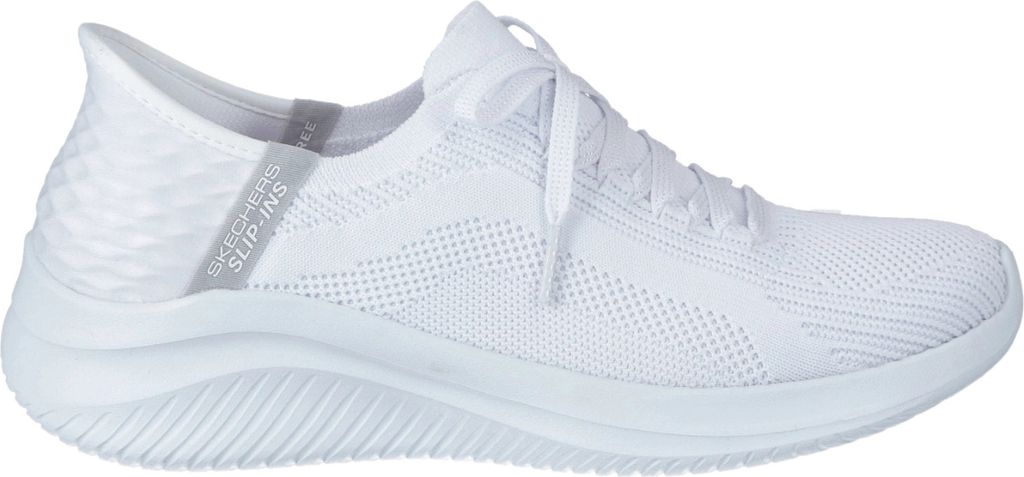 A white Skechers Slip-ins shoe is shown from the side against a white background.