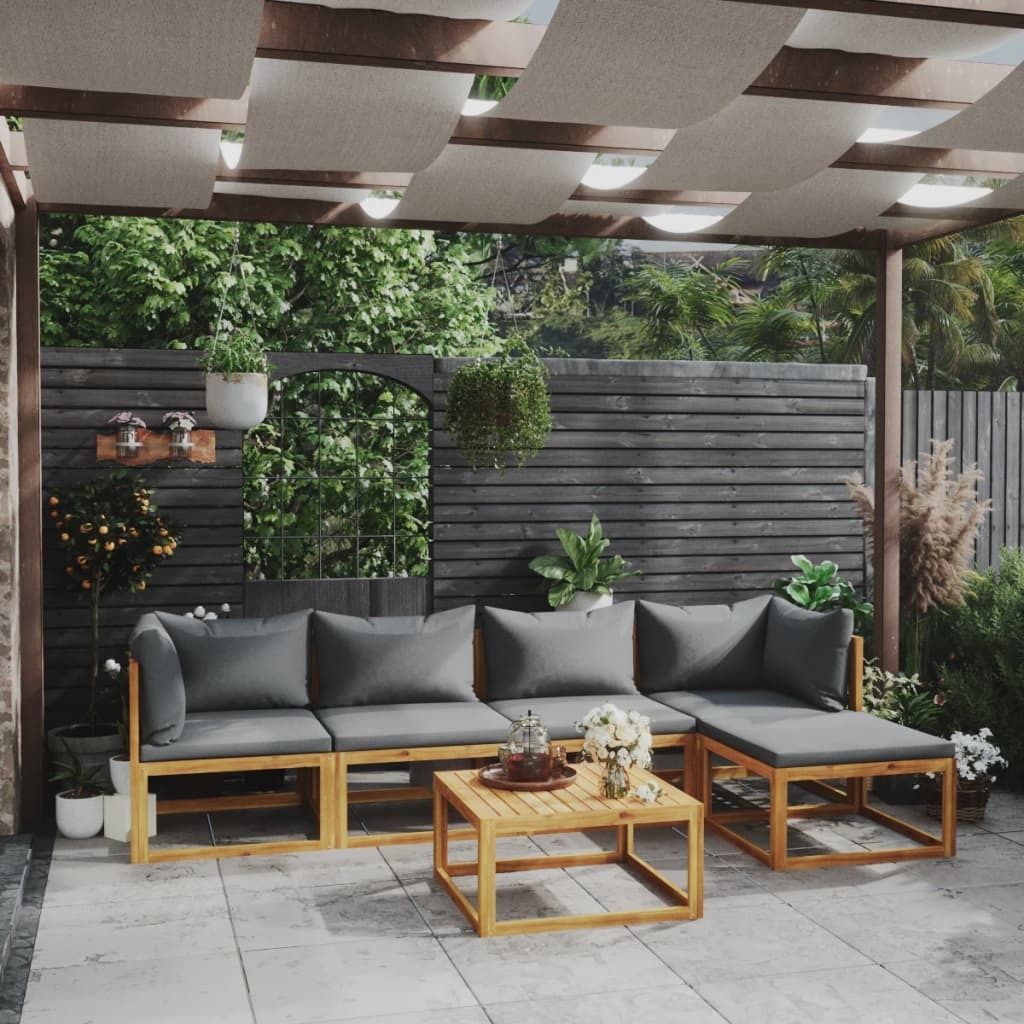 Möbel 6-tlg. Garten-Lounge-Set mit Auflagen Massivholz Akazie - Balkonmöbel 3057624