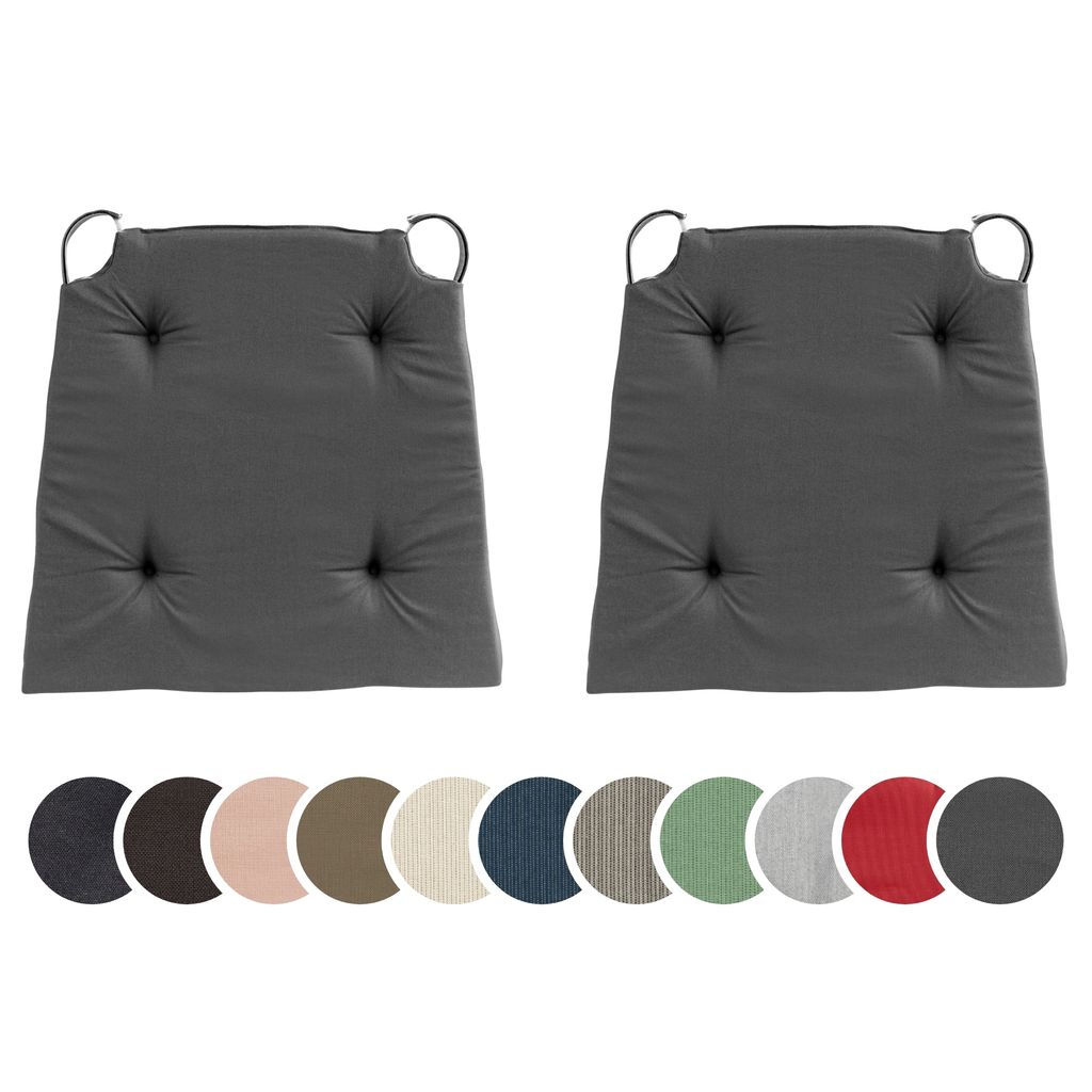 sleepling - 2er Set Stuhlkissen, für Indoor und Outdoor, 100% Mikrofaser, 42 x 40 cm, dunkelgrau