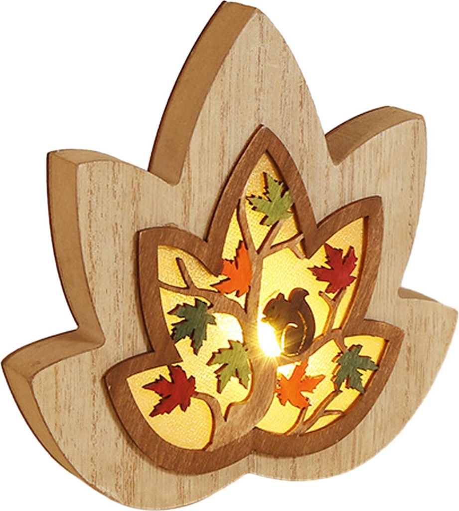 3D-beleuchtetes Tierornament aus Holz, Igel, Blatt, Eule, Eichhörnchen, Nachtlicht, rustikale beleuchtete Schreibtischdekoration für Wohnzimmer, ...