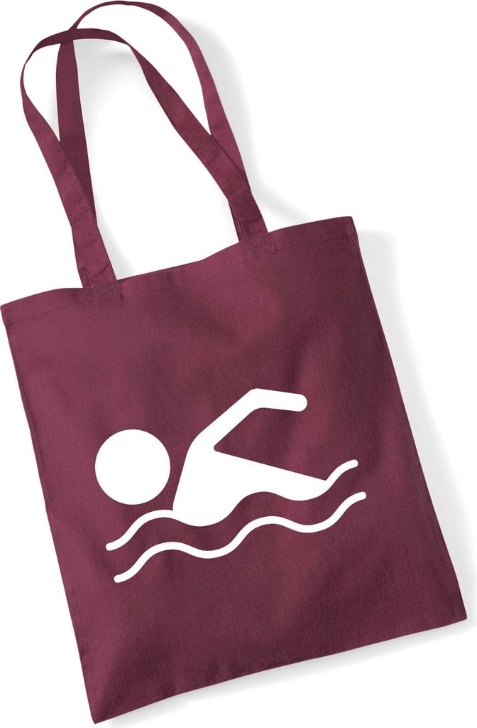 Huuraa Jutebeutel Schwimmen Silhouette 10 Liter Burgundy Baumwolle Tasche Geschenkidee