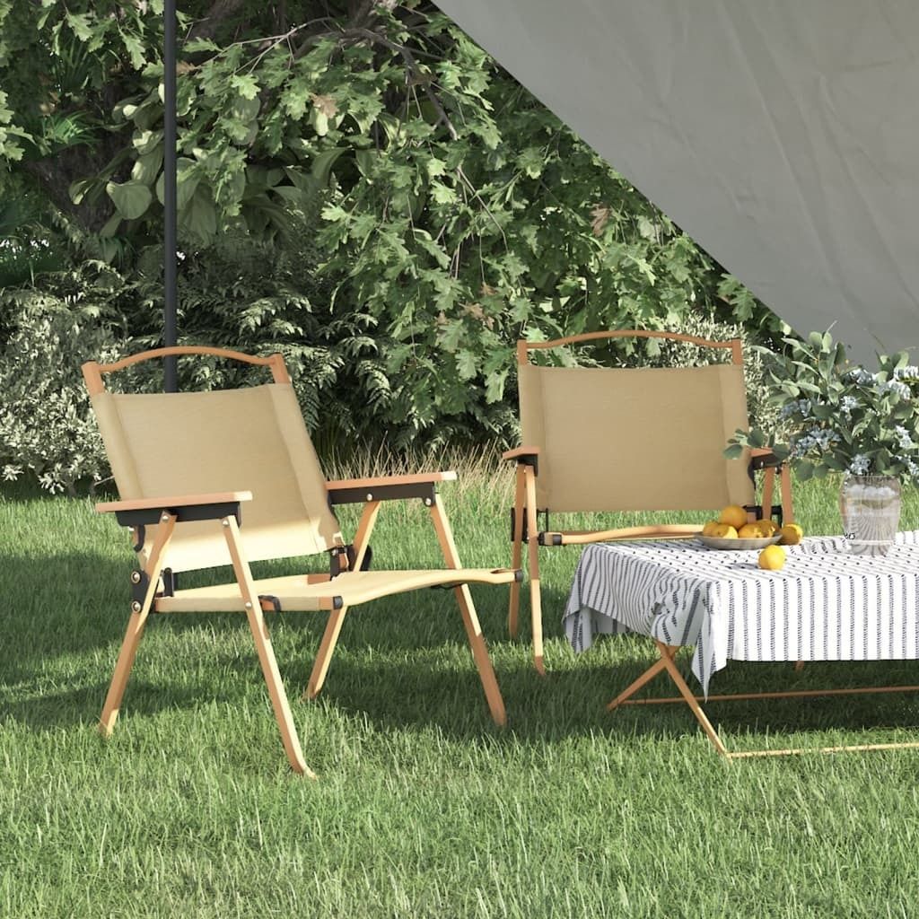 Hochwertig Campingstühle 2 Stk. Beige 54x43x59 cm Oxford-Gewebe 319481