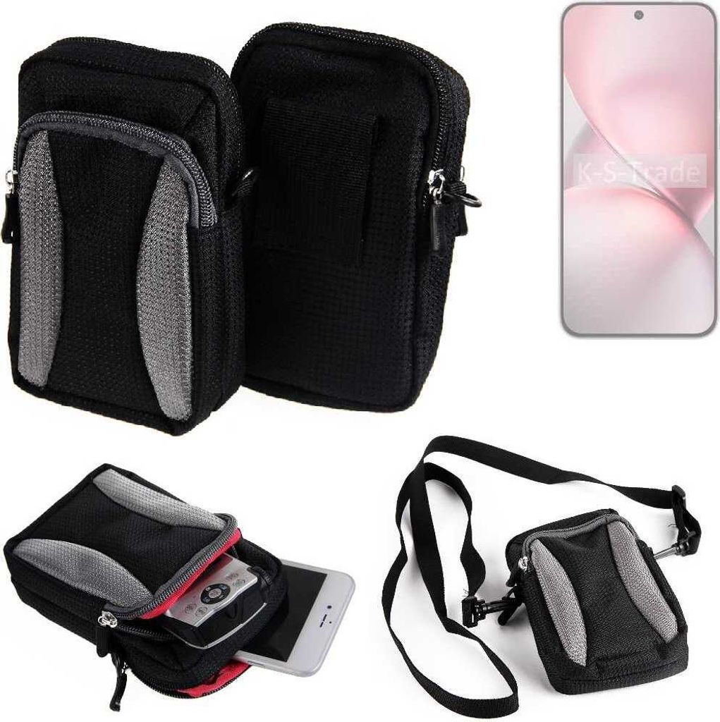K-S-Trade Holster Schutz Hülle kompatibel mit Vivo X200 mini Handy Hülle Gürteltasche Umhängetasche mit Zusatzfach schwarz