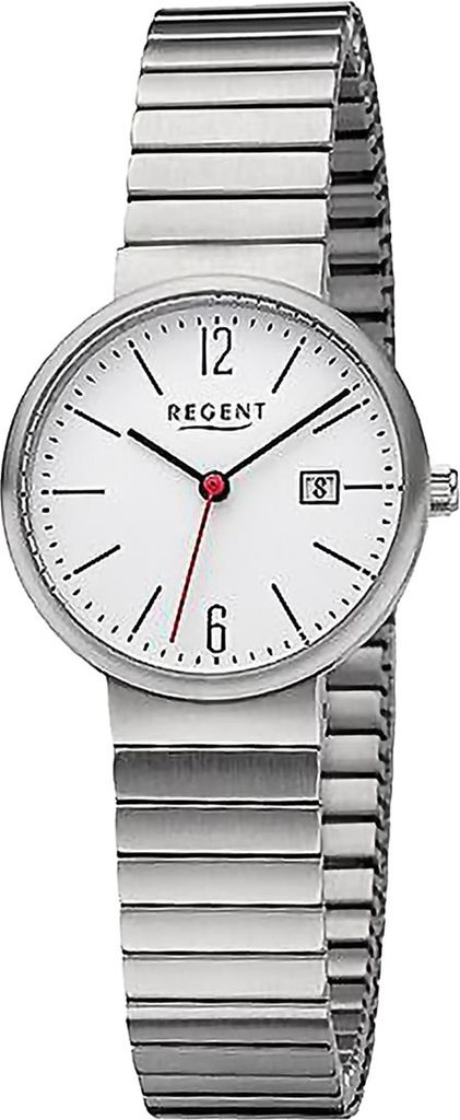 Regent Edelstahl Damen Uhr Armbanduhr Quarz silber Metallarmband D2URF1356