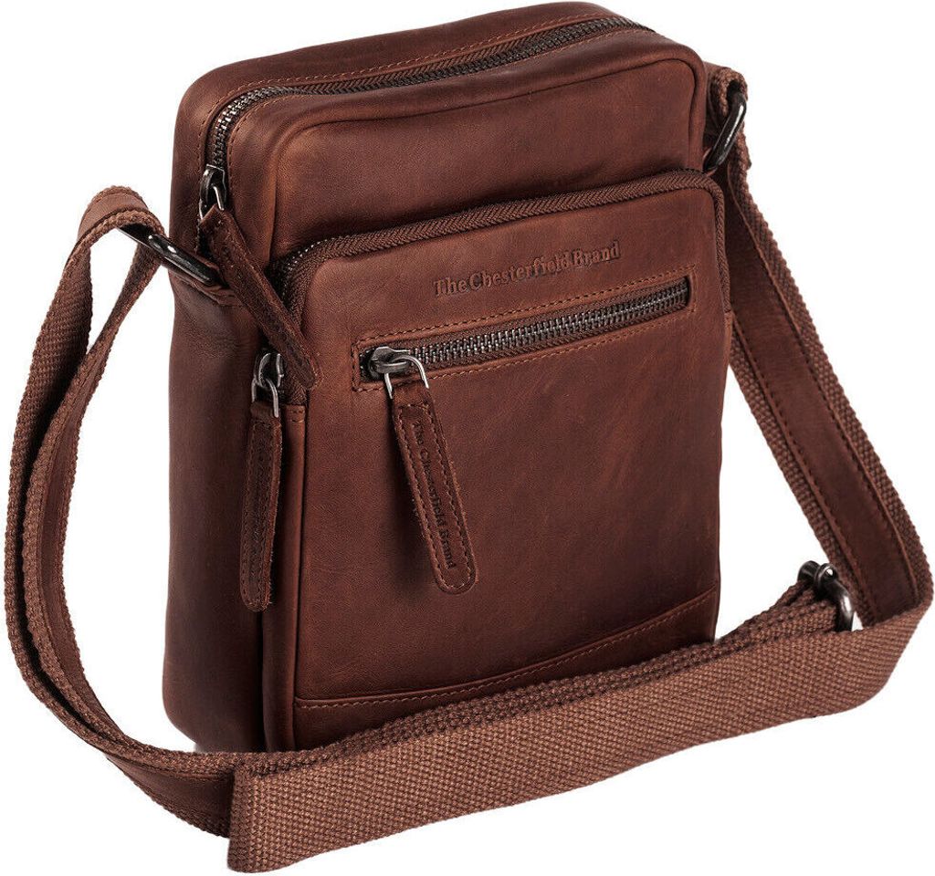 The Chesterfield Brand echt Leder Herren Schultertasche Umhängetasche Birmingham braun