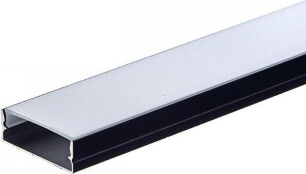 Aluminiumprofil Schwarz 2m mit opaker Abdeckung Weiß