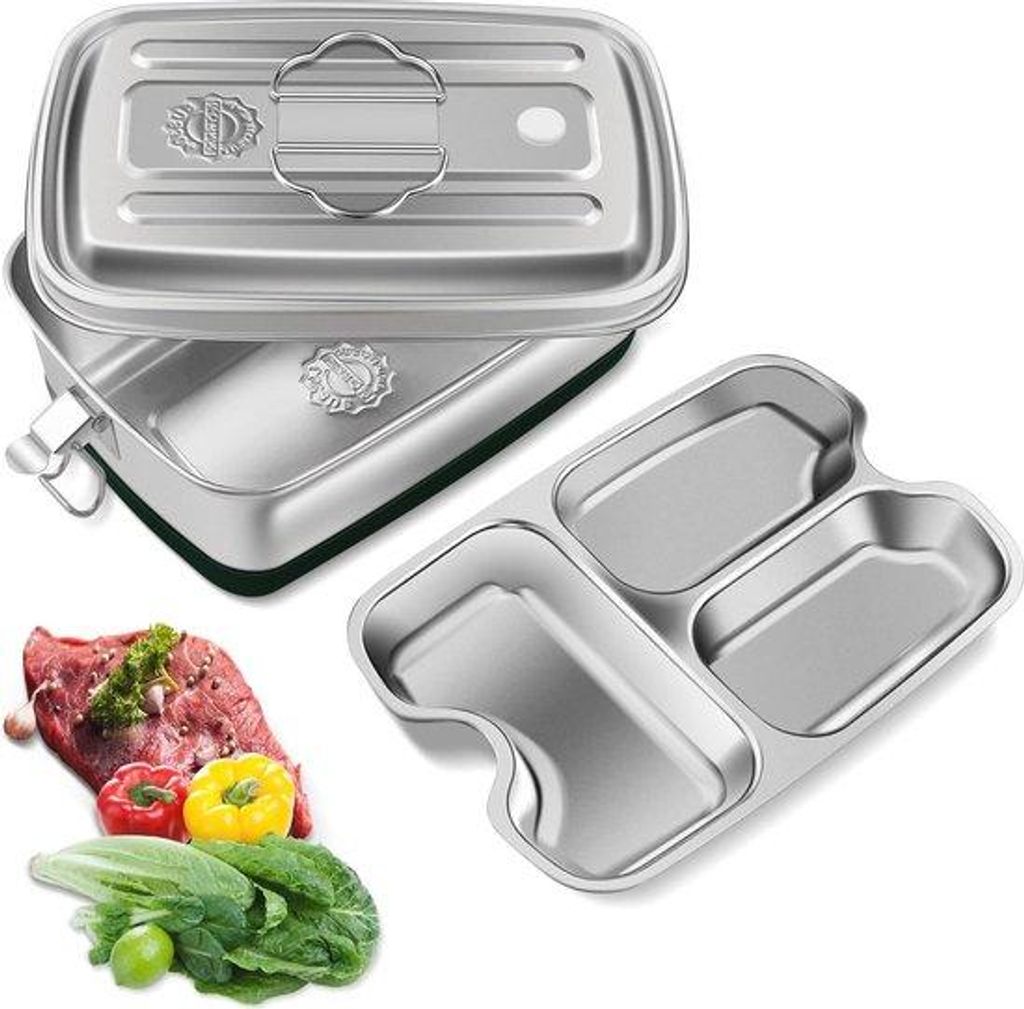 Stahl Bento-box 2000 ml - Lekvrije en Duurzame Lunchbox für Kinder und Erwachsene