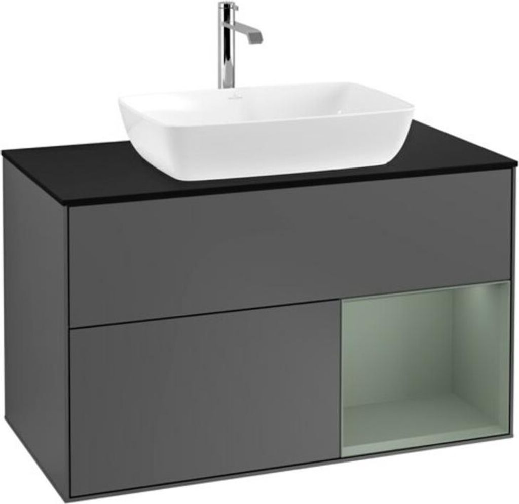 V&B Waschtischunterschrank Finion 100, Pl b m, Reg Oli. m Lac, Anthrac. m