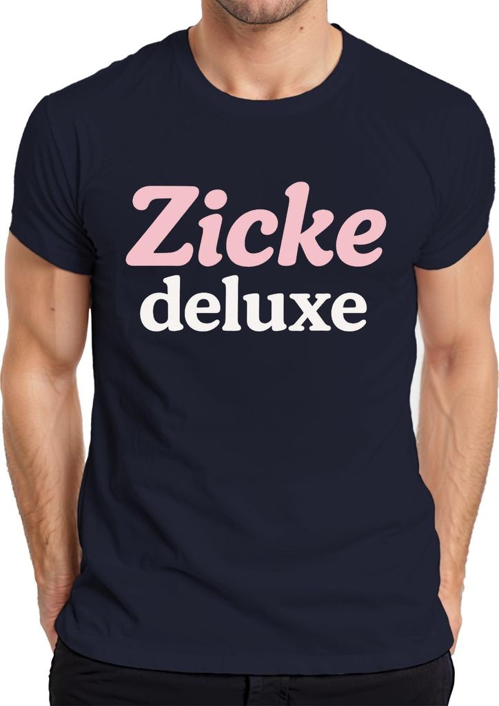 Zicke deluxe frech Spruch Frauen Damen Geschenk rosa Pastell Herren T-Shirt, Navy, M