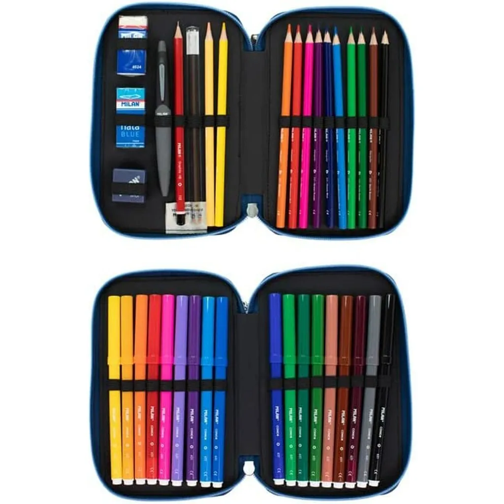 Milan THE FUN Trousse à crayons 2 compartiments avec accessoires bleu - 2