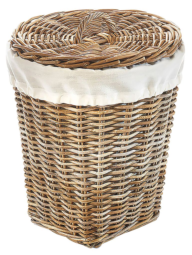 Kobolo Wäschekorb Wäschetonne Wäschesammler KUBUS - Rattan - grau - 40x40x48 cm - Sortierer Wäschesack Laundry bin basket Home Room Bathroom Deco