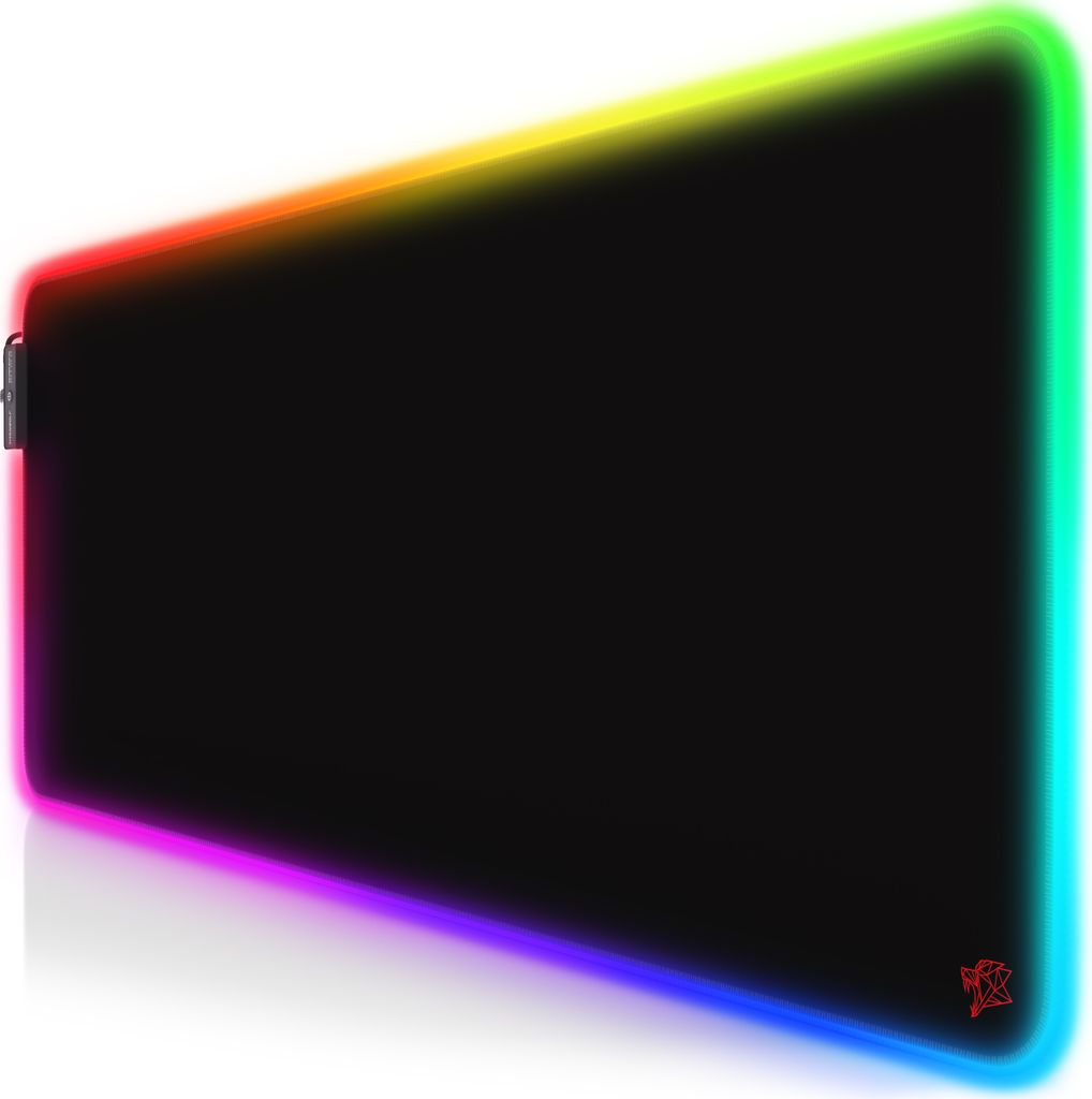 Titanwolf RGB Gaming Mauspad, Mousepad XL 800 x 300mm verbessert Präzision & Geschwindigkeit, Emblem rot