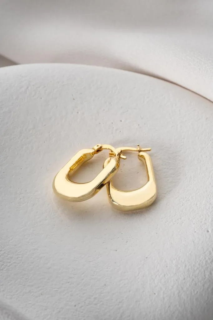 Boucles d'oreilles Tombul en argent 925 massif, finition dorée chic