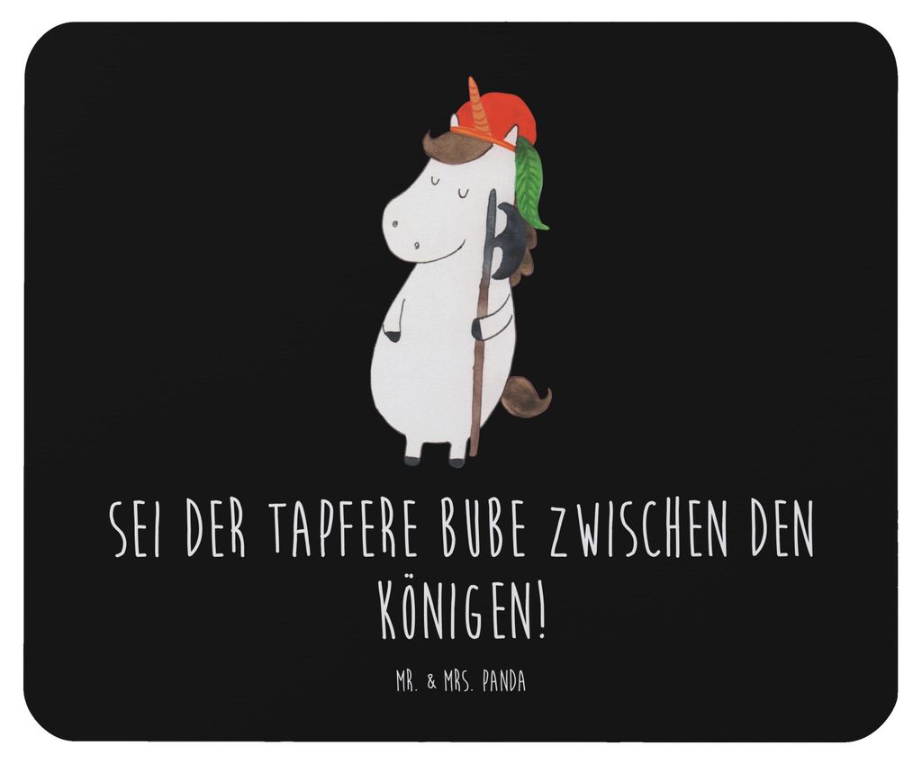 Mr. & Mrs. Panda Mouse Pad Einhorn Junge - Schwarz - Geschenk, Unicorn, Bube, pc mousepad, mousematte, Einhörner, Mittelalter, Mauspad, mausunterlage